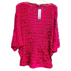 LINEA DOMANI Faux Suede Pink Eyelet Top Size XL